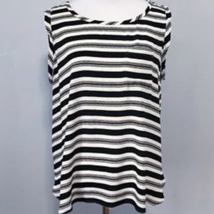 LOFT Black and White Striped Blouse Tank